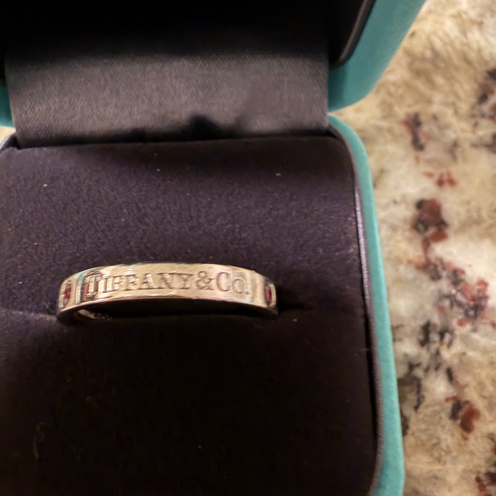 Tiffany & Co. Platinum Band with Polished Silver Tone